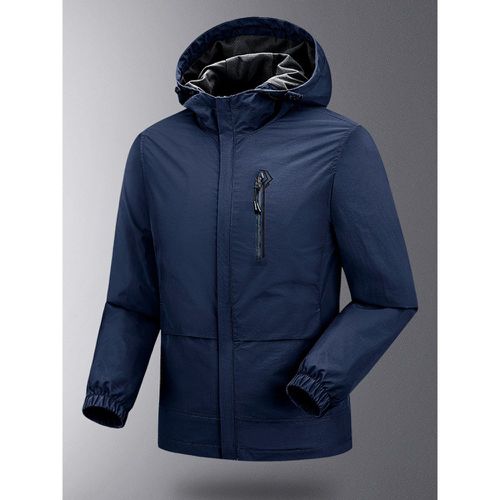 Men's Hooded Zipper Casual Waterproof and Windproof Outdoor Jackets - milanoo.com - Modalova