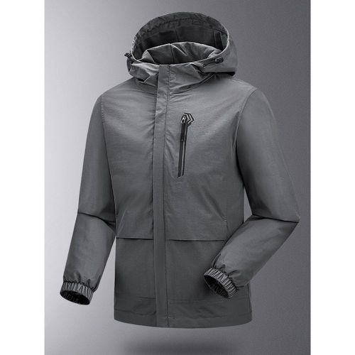 Men's Hooded Zipper Casual Waterproof and Windproof Outdoor Jackets - milanoo.com - Modalova