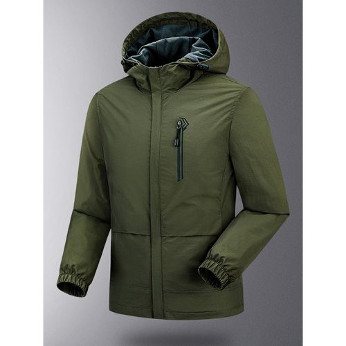 Men's Hooded Zipper Casual Waterproof and Windproof Outdoor Jackets - milanoo.com - Modalova