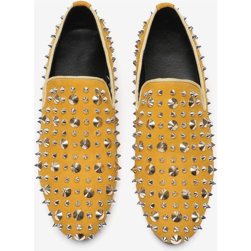 Mens Loafer Rivets Pointed Toe Leather Slip On Spikes Prom Wedding Shoes - milanoo.com - Modalova