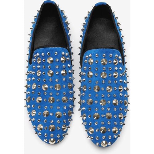 Mens Loafer Cowhide Rivets Slip On Spikes Prom Wedding Shoes - milanoo.com - Modalova