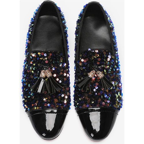 Men's Loafer Leather Sequins Shoes Slip On Glitter Prom Wedding Shoes - milanoo.com - Modalova