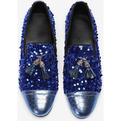 Men's Loafer Shoes Leather Sequins Slip On Tassel Prom Wedding Shoes - milanoo.com - Modalova