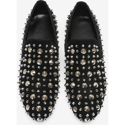 Mens Loafer Shoes Leather Rivets Slip On Spikes Prom Wedding Shoes - milanoo.com - Modalova