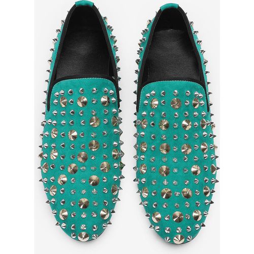 Men's loafer Rivets Pointed Toe Cowhide Spikes Slip On Prom Wedding Shoes - milanoo.com - Modalova