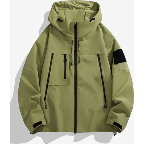 Men's Outdoor Jacket Patchwork Loose Zip Hooded Long Sleeve Coat - milanoo.com - Modalova