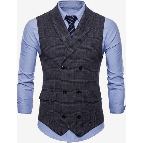 Men's Plaid Vest Double Breasted Sleeveless Vintage Jacket - milanoo.com - Modalova