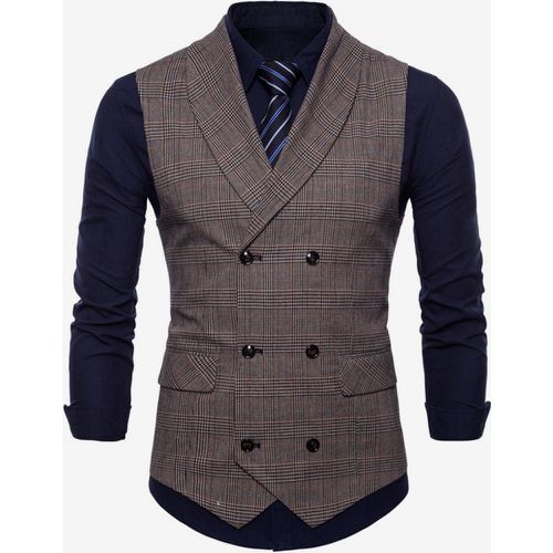 Men's Plaid Vest Double Breasted Sleeveless Vintage Jacket - milanoo.com - Modalova