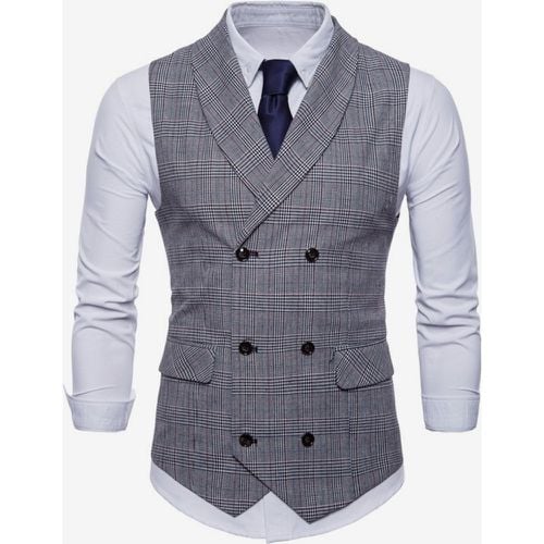 Men's Plaid Vest Double Breasted Sleeveless Vintage Jacket - milanoo.com - Modalova