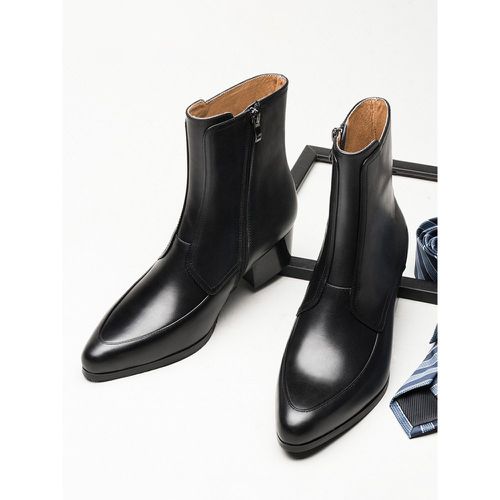 Men's Chelsea Boots Slip On Cowhide Chic Ankle Short Boots - milanoo.com - Modalova