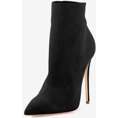 Women Ankle Boots Brown Micro Suede Upper Booties Pointed Toe Stiletto Heel - milanoo.com - Modalova