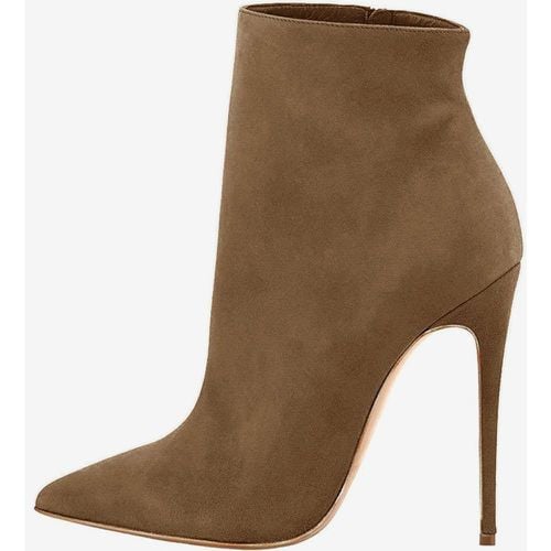 Women Ankle Boots Micro Suede Upper Booties Pointed Toe Stiletto Heel - milanoo.com - Modalova