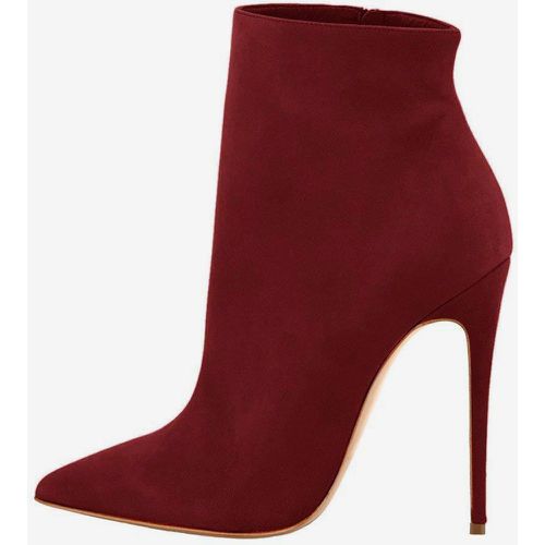 Women Ankle Boots Brown Micro Suede Upper Booties Pointed Toe Stiletto Heel - milanoo.com - Modalova