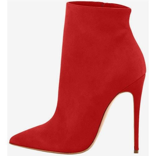 Women Ankle Boots Brown Micro Suede Upper Booties Pointed Toe Stiletto Heel - milanoo.com - Modalova