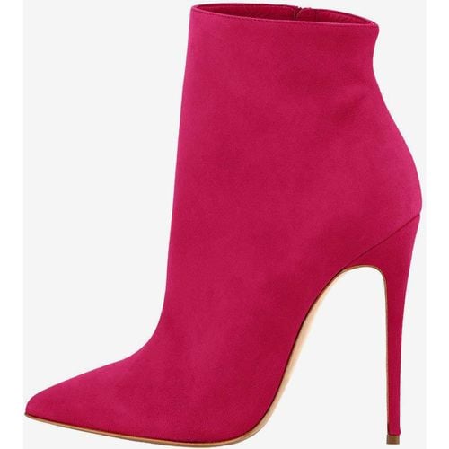 Women Ankle Boots Brown Micro Suede Upper Booties Pointed Toe Stiletto Heel - milanoo.com - Modalova