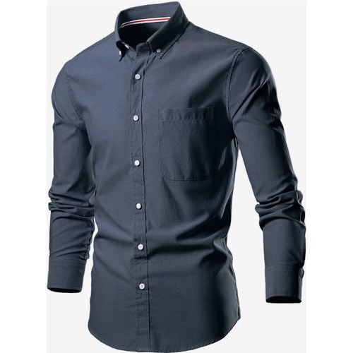 Men's Plus Size Long-Sleeved Shirts Button Down Slim Fit Wedding Shirt - milanoo.com - Modalova