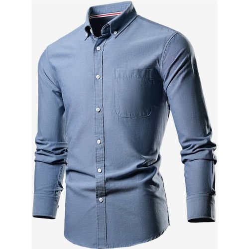 Men's Plus Size Long-Sleeved Shirts Button Down Slim Fit Wedding Shirt - milanoo.com - Modalova