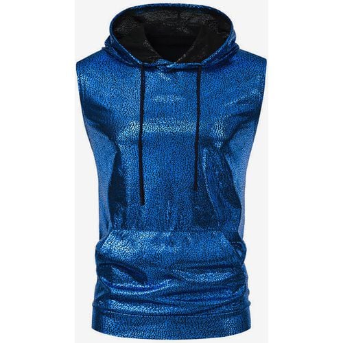 Men's Clothing Tanks T-Shirts & Tanks Casual Tank For Men Punk Hooded Metallic Regular Fit Silver Summer Top - milanoo.com - Modalova