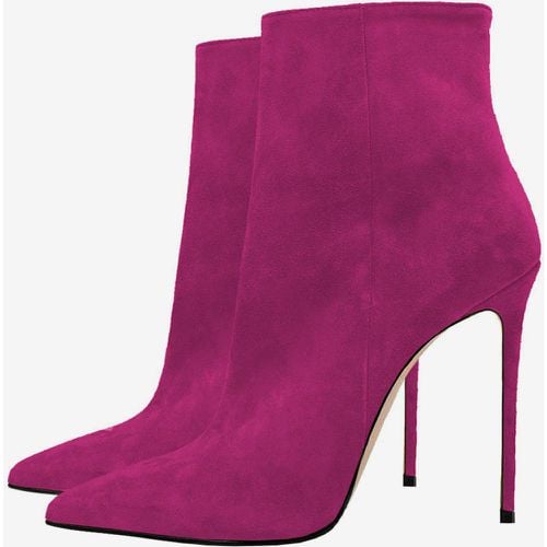 Women Ankle Boots Black Micro Suede Upper Booties Pointed Toe Stiletto Heel - milanoo.com - Modalova