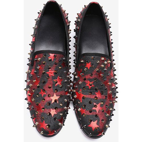 Men's Loafer Shoes Cowhide Rivets Color Block Slip On Prom Wedding Shoes - milanoo.com - Modalova