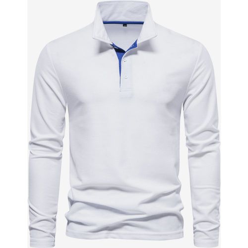 Men's Polo Shirt Turndown Collar Long Sleeves Logos Regular Fit Gray Fashion Polo Shirts - milanoo.com - Modalova