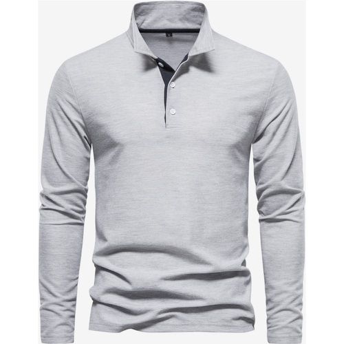 Men's Polo Shirt Turndown Collar Long Sleeves Logos Regular Fit Fashion Polo Shirts - milanoo.com - Modalova