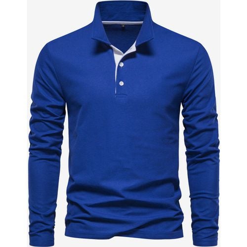 Men's Polo Shirt Turndown Collar Long Sleeves Logos Regular Fit Gray Fashion Polo Shirts - milanoo.com - Modalova