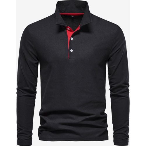 Men's Polo Shirt Turndown Collar Long Sleeves Logos Regular Fit Gray Fashion Polo Shirts - milanoo.com - Modalova