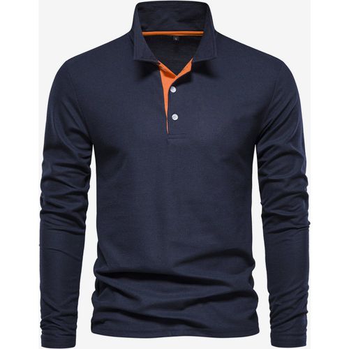 Men's Polo Shirt Turndown Collar Long Sleeves Logos Regular Fit Gray Fashion Polo Shirts - milanoo.com - Modalova