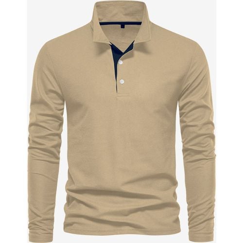 Men's Polo Shirt Turndown Collar Long Sleeves Logos Regular Fit Gray Fashion Polo Shirts - milanoo.com - Modalova