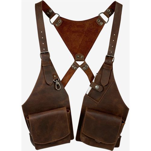 Steampunk Costume Men's Accessory Grommets Handmade Leather Shoulder Bag - milanoo.com - Modalova