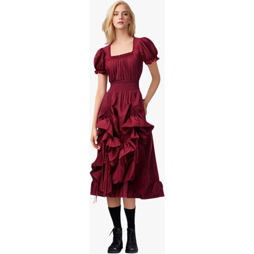 Coffee Brown Retro Costumes Pleated Costume Dress Women's Elegant Tunic Costume - milanoo.com - Modalova