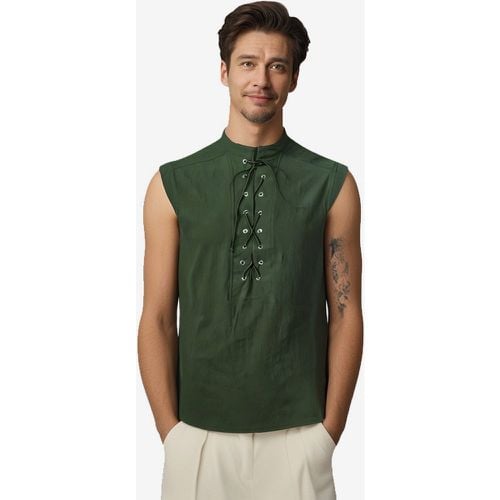 Black Vintage Top Elegant Polyester Lace Up Sleeveless Retro Costumes For Man - milanoo.com - Modalova