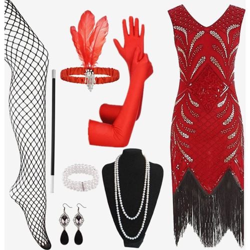 S Flapper Dress Retro Costumes Women Sequins Fringe Set Dress Ball Gown - milanoo.com - Modalova