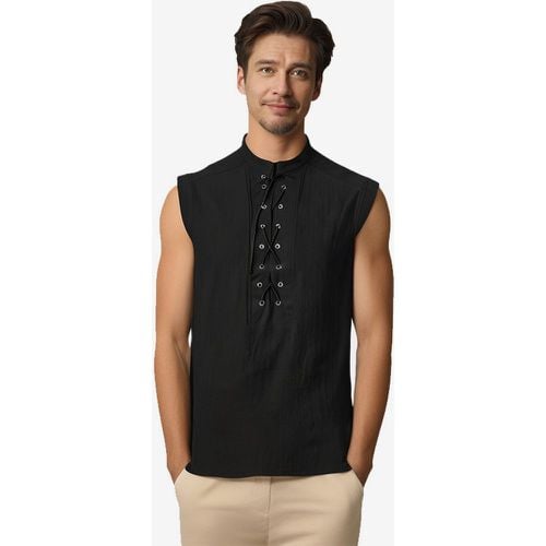 Vintage Top Elegant Polyester Lace Up Sleeveless Retro Costumes For Man - milanoo.com - Modalova