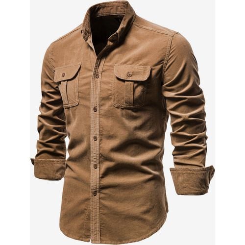 Men's Shirt Cotton Slim Fit Casual Long Sleeve Shirt - milanoo.com - Modalova