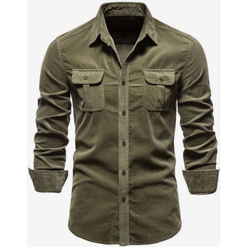 Men's Shirt Cotton Slim Fit Casual Long Sleeve Shirt - milanoo.com - Modalova