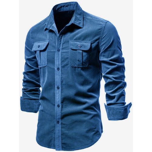 Men's Shirt Cotton Slim Fit Casual Long Sleeve Shirt - milanoo.com - Modalova