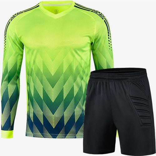 Men's Football Goalkeeper Two Piece Sets Adult Sports Breathable Training Long Sleeve Top and Shorts - milanoo.com - Modalova