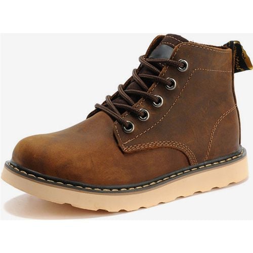 Men's Work Boots Cowhide Classic Yellow Short Ankle Boots - milanoo.com - Modalova