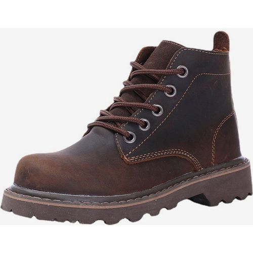 Shoes Men's Shoes Work Boots Men's Boots Cowhide Chic Black - milanoo.com - Modalova