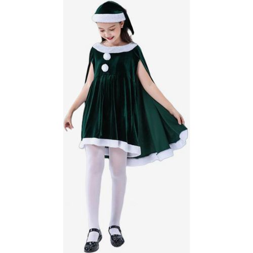 Girl's Christmas Set Red Dress Polyester Color Block Christmas Holidays Costumes - milanoo.com - Modalova