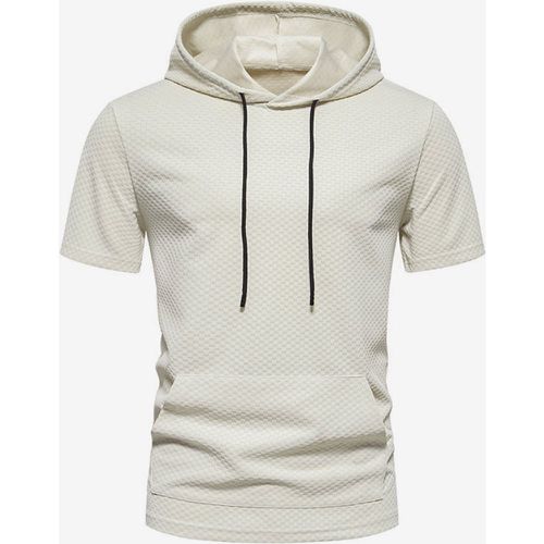 Men's - Jacquard Chessboard - Casual - Hooded - Short Sleeved T-shirt - milanoo.com - Modalova