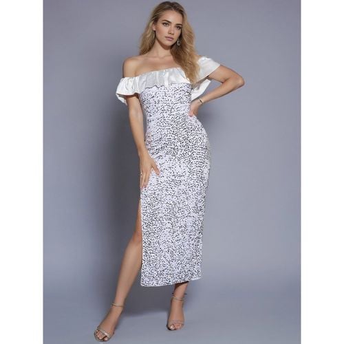 Party Dress Gray Sequins Birthday Short Sleeves Bateau Neck Spring Long Maxi Dresses - milanoo.com - Modalova