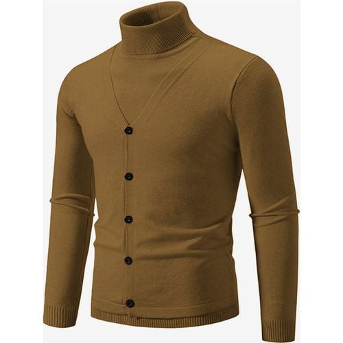 Men's Knitted Sweater Coat High Collar Button Plus Size Pullover - milanoo.com - Modalova