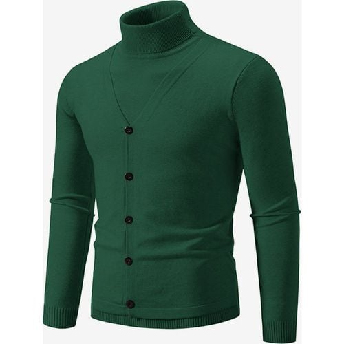 Men's Knitted Sweater Coat High Collar Button Plus Size Pullover - milanoo.com - Modalova