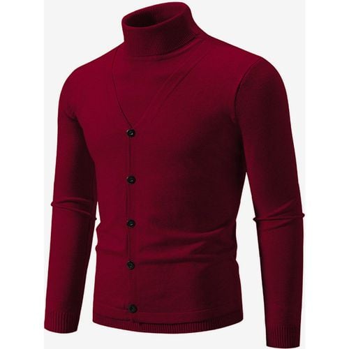 Men's Knitted Sweater Coat High Collar Button Plus Size Pullover - milanoo.com - Modalova