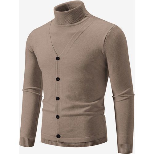 Men's Knitted Sweater Coat High Collar Button Plus Size Pullover - milanoo.com - Modalova