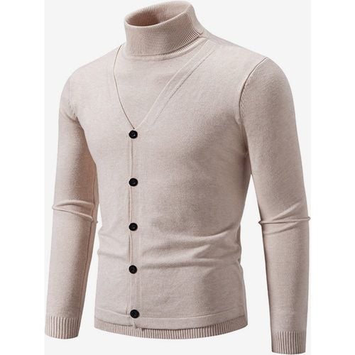 Men's Knitted Sweater Coat High Collar Button Plus Size Pullover - milanoo.com - Modalova