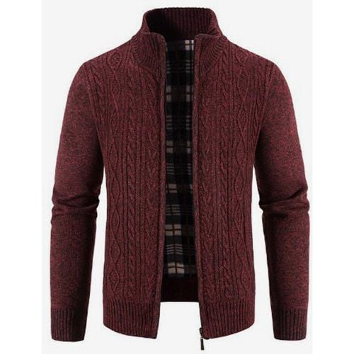 Men's Knitted Sweater High Collar Long Sleeve Cardigan Coat - milanoo.com - Modalova